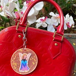 Taylor Swift Reputation Tour Cartoon & Gold Flakes Keychain Bag Charm Resin Art